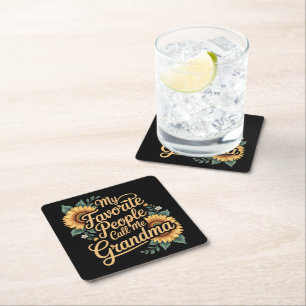 My Favourite People Call Me Grandma Mother's Day Square Paper Coaster