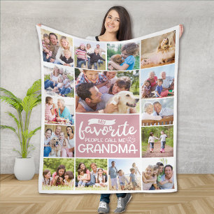 My Favourite People Call me Grandma Photo Collage Fleece Blanket