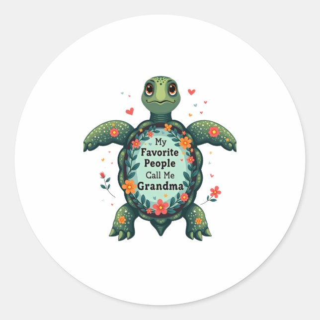 My Favourite People Call Me Grandma Turtle - Grand Classic Round Sticker (Front)