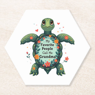 My Favourite People Call Me Grandma Turtle - Grand Paper Coaster