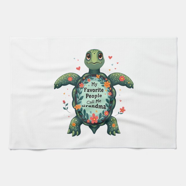 My Favourite People Call Me Grandma Turtle - Grand Tea Towel (Horizontal)