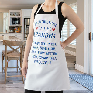 My Favourite People call Me Grandma, White Custom Apron