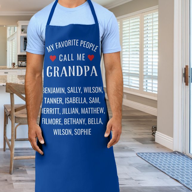My Favourite People call Me Grandpa, Blue Custom Apron (Creator Uploaded)