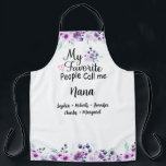 My Favourite People Call Me Nana | Grandkids Name Apron<br><div class="desc">What a delightful and personalised gift! This apron features a beautiful purple floral design, accompanied by the grandkids' names. The apron is perfect for Grandma to wear while cooking up a storm in the kitchen, and the personalised touch will make her feel loved and cherished. making it a treasured keepsake...</div>