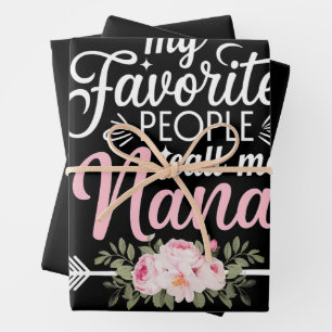 My Favourite People Call Me Nana Mothers Day Flora Wrapping Paper Sheet