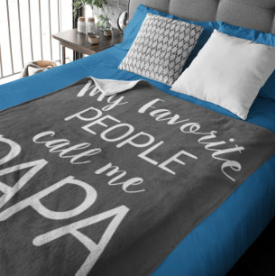 My Favourite People Call Me Papa Black and White Fleece Blanket