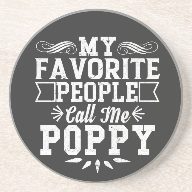 My Favourite People Call Me Poppy Father's Day Gif Coaster (Front)