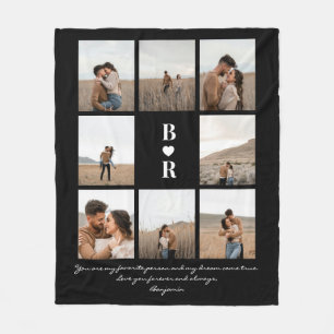 My Favourite Person Modern Script 8 Photo Monogram Fleece Blanket