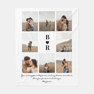 My Favourite Person Modern Script 8 Photo Monogram Fleece Blanket