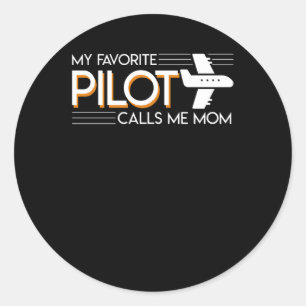 My Favourite Pilot Calls Me Pilot Mum Pride Classic Round Sticker