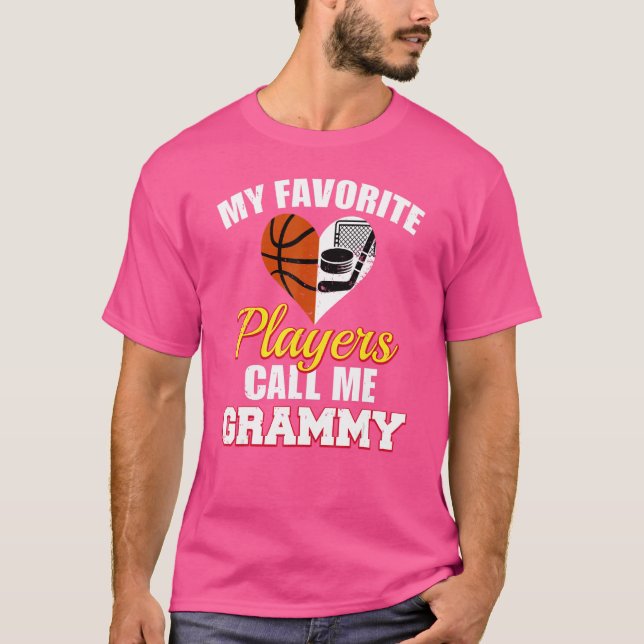 My Favourite Players Call Me Grammy Basketball Hoc T-Shirt (Front)