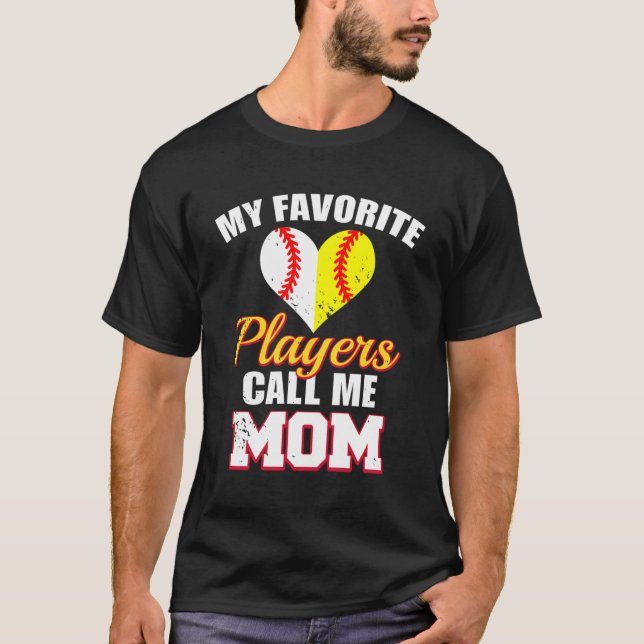 My Favourite Players Call Me Mum Baseball Softball T-Shirt (Front)