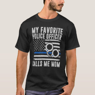 My Favourite Police Officer Call Me Mum Usa Flag P T-Shirt