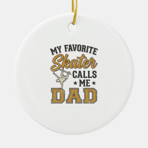 My Favourite Skater Calls Me Dad Vintage Shirt_1 Ceramic Ornament