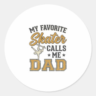 My Favourite Skater Calls Me Dad Vintage Shirt_1 Classic Round Sticker