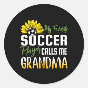 My Favourite Soccer Player Calls Me Grandma Sunflo Classic Round Sticker