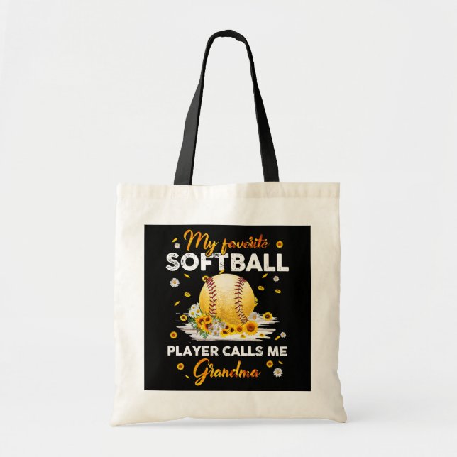 My Favourite Softball Player Calls Me Grandma Tote Bag (Front)