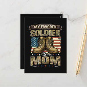 My favourite soldier calls me mum holiday postcard