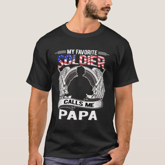 My Favourite Soldier Calls Me Papa Proud Army Gran T-Shirt (Front)