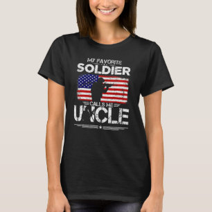 My Favourite Soldier Calls Me Uncle American Flag  T-Shirt