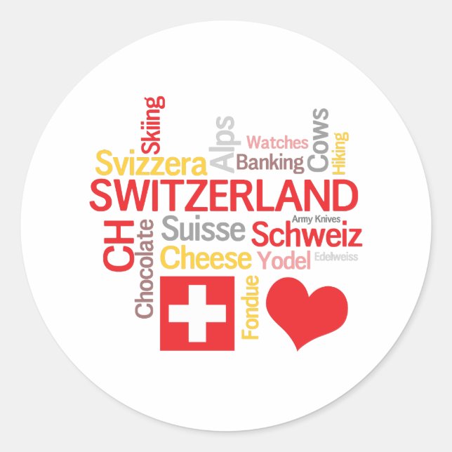 My Favourite Swiss Things Funny Classic Round Sticker (Front)
