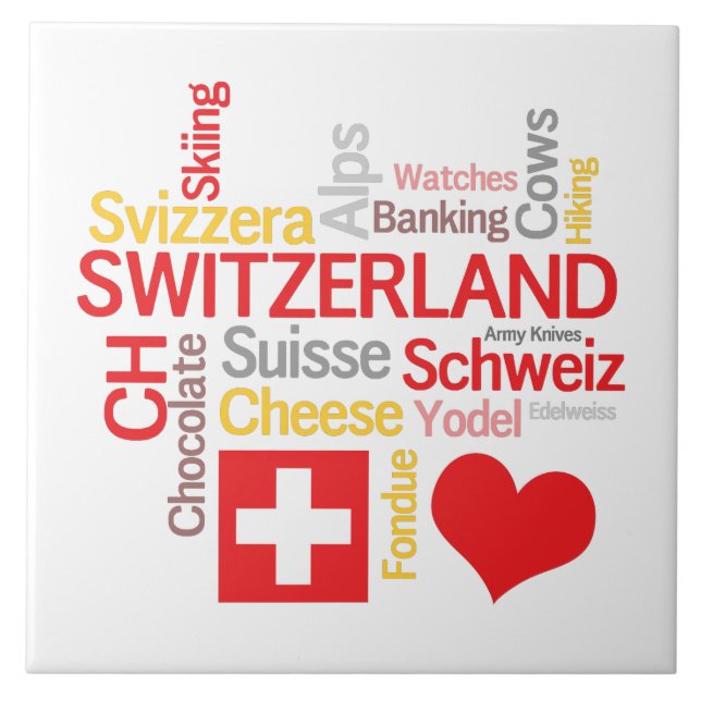 My Favourite Swiss Things Funny Tile (Front)