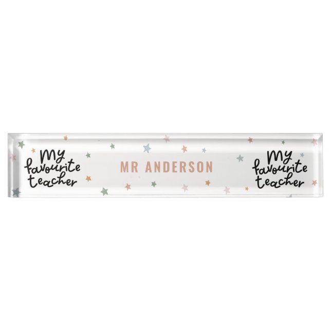 My favourite teacher cute star script gift nameplate (Front)