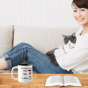 My favourite things Books, Cats, Coffee Two-Tone Coffee Mug