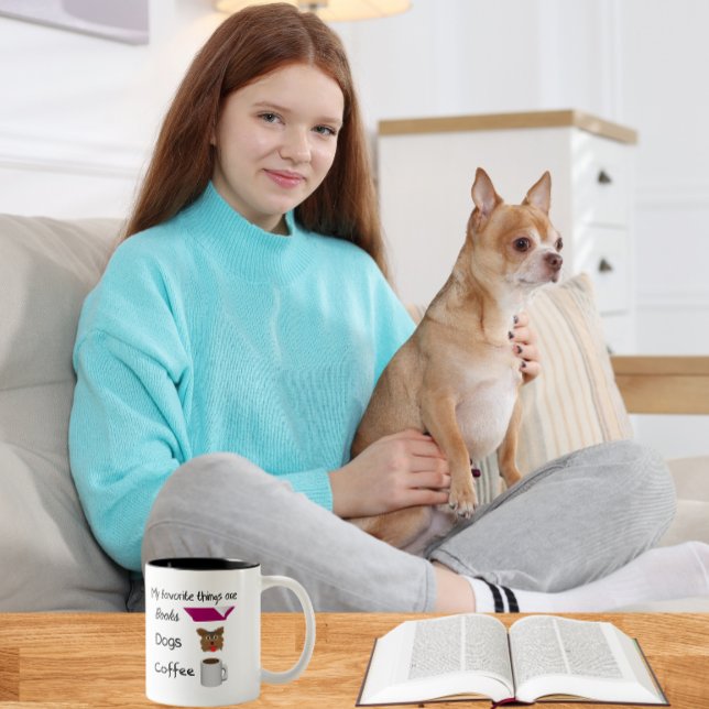 My favourite things Books, Dogs, Coffee Two-Tone Coffee Mug (Creator Uploaded)