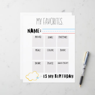 my favourite things questionnaire