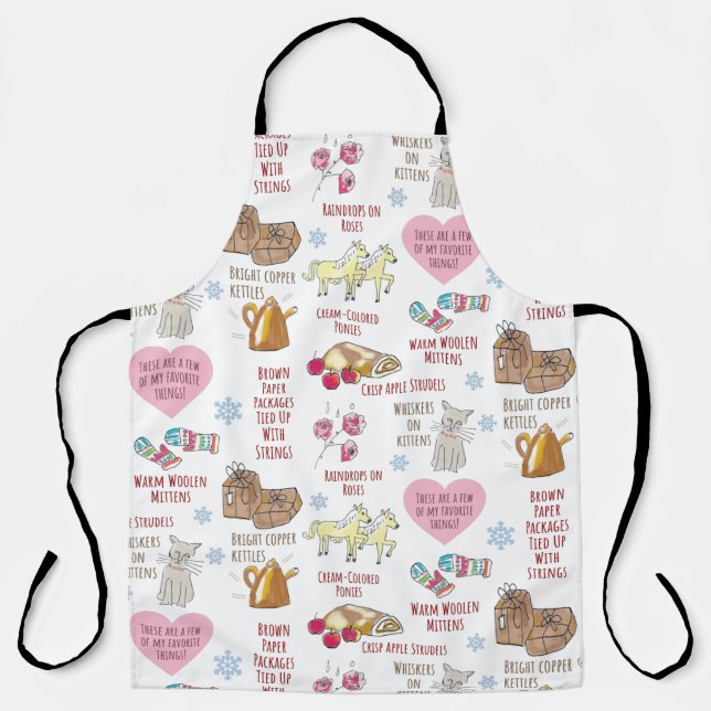 My Favourite Things Sound of Music Cute Hand-Drawn Apron (Front)