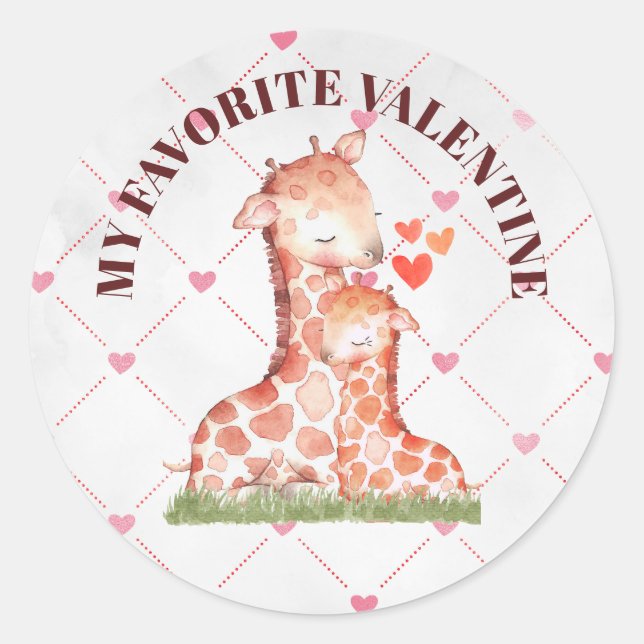 My Favourite Valentine Classic Round Stickers (Front)