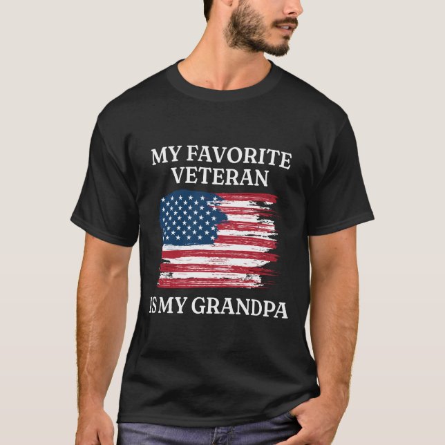 My Favourite Veteran Grandpa Patriotic T-Shirt (Front)