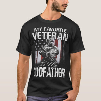 My Favourite Veteran Is My Godfather USA Flag T-Sh T-Shirt