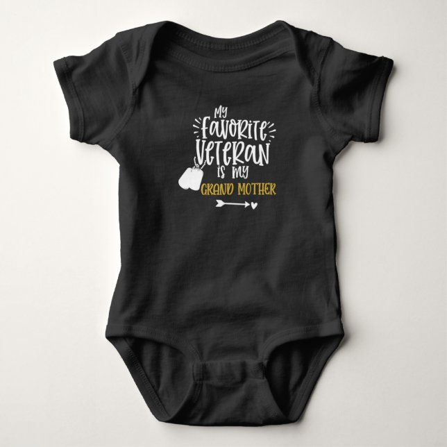My Favourite Veteran is My Grand Mother Military Baby Bodysuit (Front)