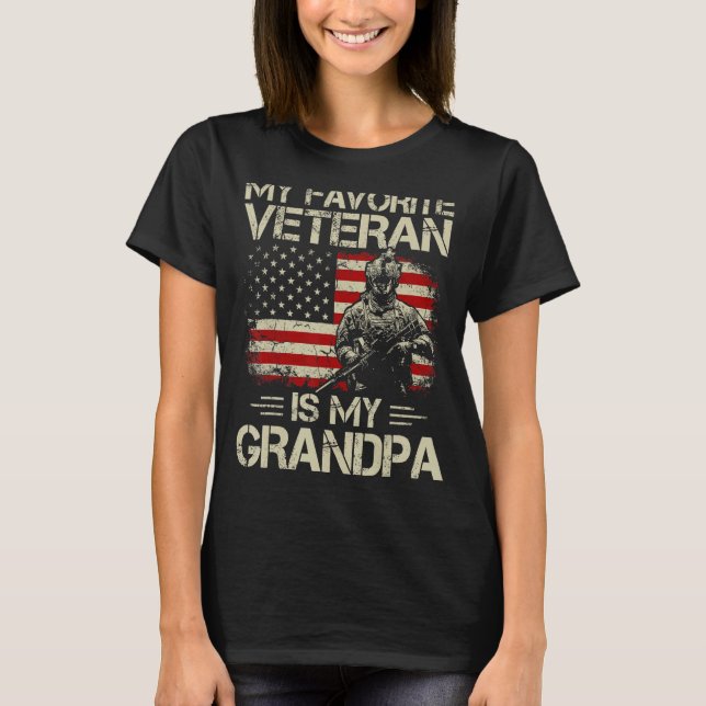 My Favourite Veteran Is My Grandpa Combat Boots Am T-Shirt (Front)