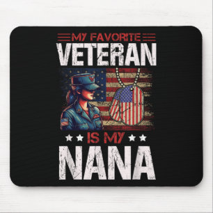 My Favourite Veteran Is My Nana Usa Flag Vintage Mouse Pad