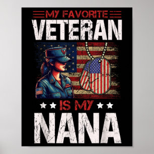My Favourite Veteran Is My Nana Usa Flag Vintage Poster
