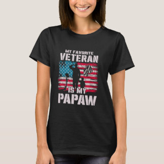 My Favourite Veteran Is My Papaw American Flag Fat T-Shirt