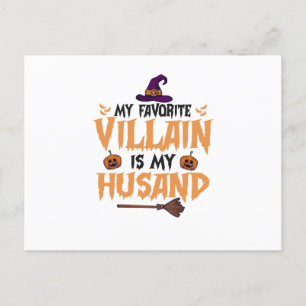 My Favourite Villain Is my Husband Funny Halloween Invitation Postcard