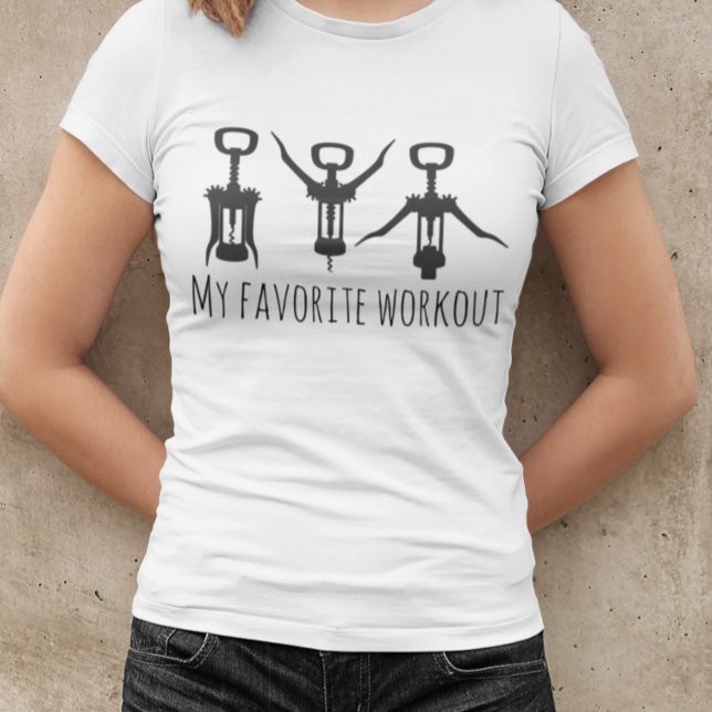 My Favourite Workout Wine Corkscrew Opener Humour T-Shirt