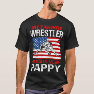 My Favourite Wrestler Calls Me PAPPY USA Flag T-Shirt