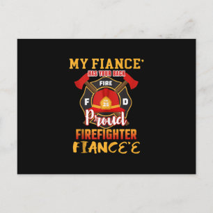 My Fiance Has Your Back Proud Firefighter Fiancee Holiday Postcard