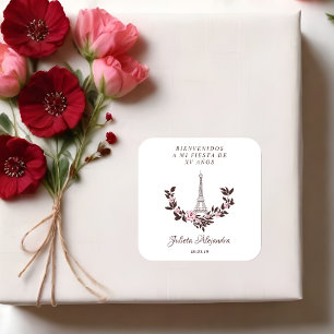 My Fifteen years Floral Design Paris Square Sticker
