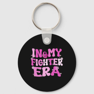 My Fighter Era Groovy Breast Cancer Awareness Pink Key Ring