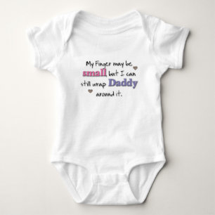 My Finger may be small...(pink & purple) Baby Bodysuit