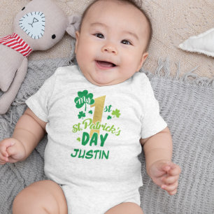 My First 1st St. Patrick's Day Shamrock Green Baby Bodysuit