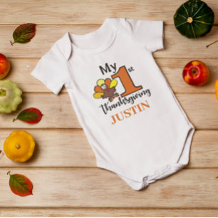 My First 1st Thanksgiving Personalized  Baby Bodysuit