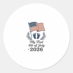 My First 4th of July 2026 Baby Vintage Patriotic S Classic Round Sticker