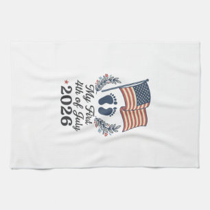 My First 4th of July 2026 Baby Vintage Patriotic S Tea Towel